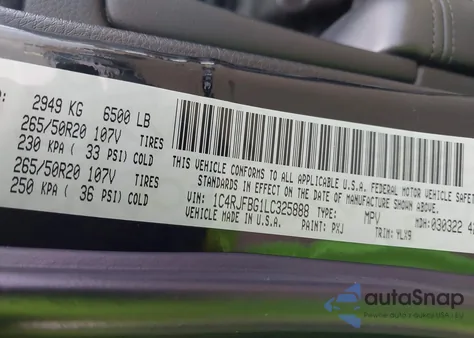 2020 Jeep Grand Cherokee Limited X 4X4 from USA, damaged, VIN 1C4RJFBG1LC325888